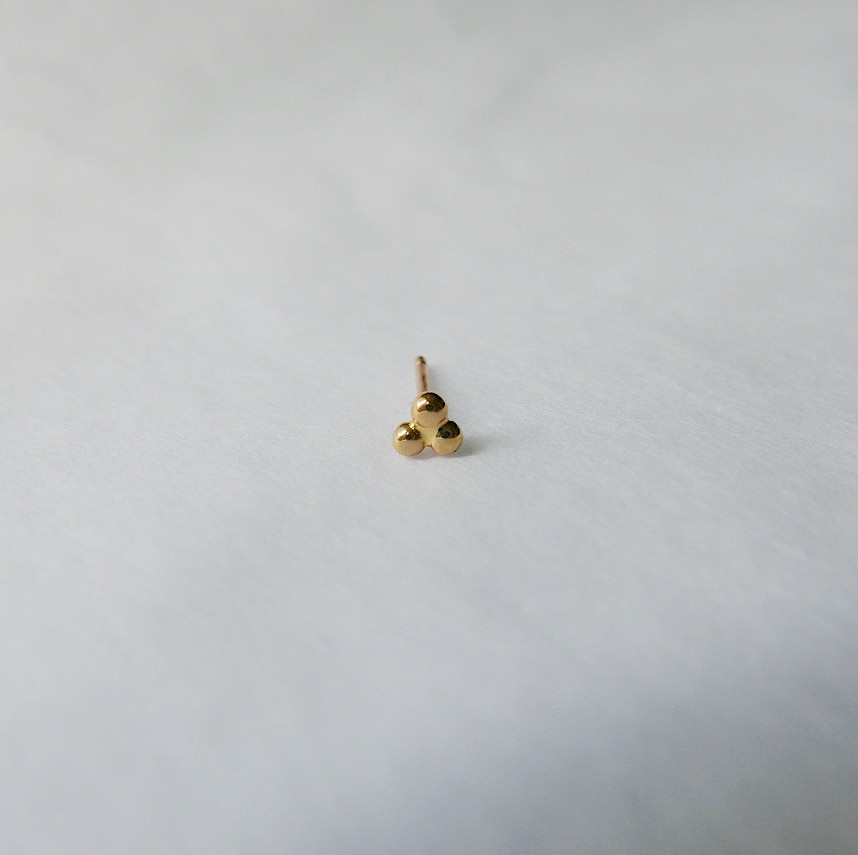 Three Dot Stud Earring, 14k ball earring, 14k gold stud, gold three ball stud, 14k gold stud earring