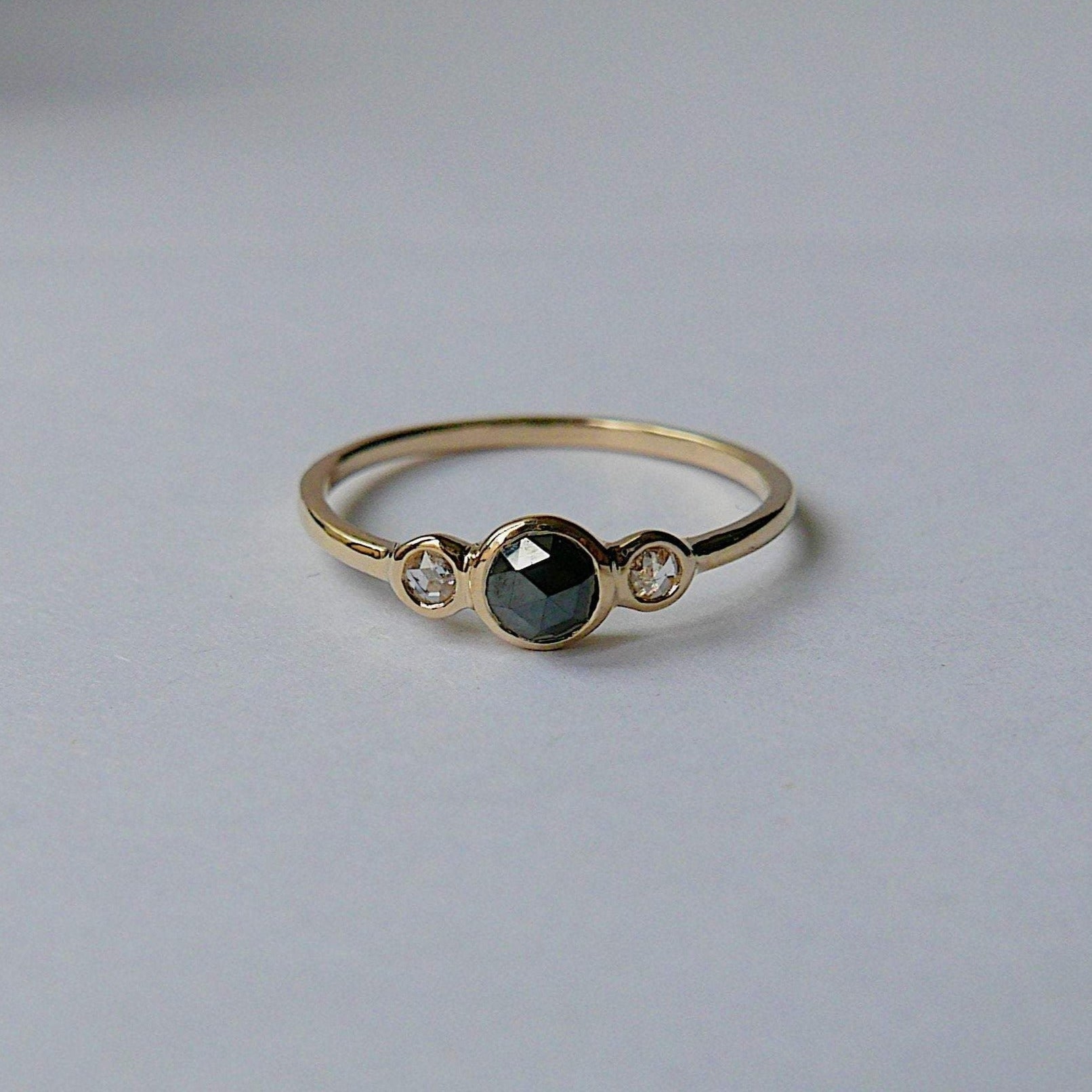 three stone ring  rosecut ring  rosecut diamond  rosecut band  Rings  minimalist  mgj  mason grace jewelry  mason grace  jewelry  gift  fine jewelry  engagement ring  diamond band  diamond  dainty ring  classic diamond ring  black diamond ring  birthstone ring