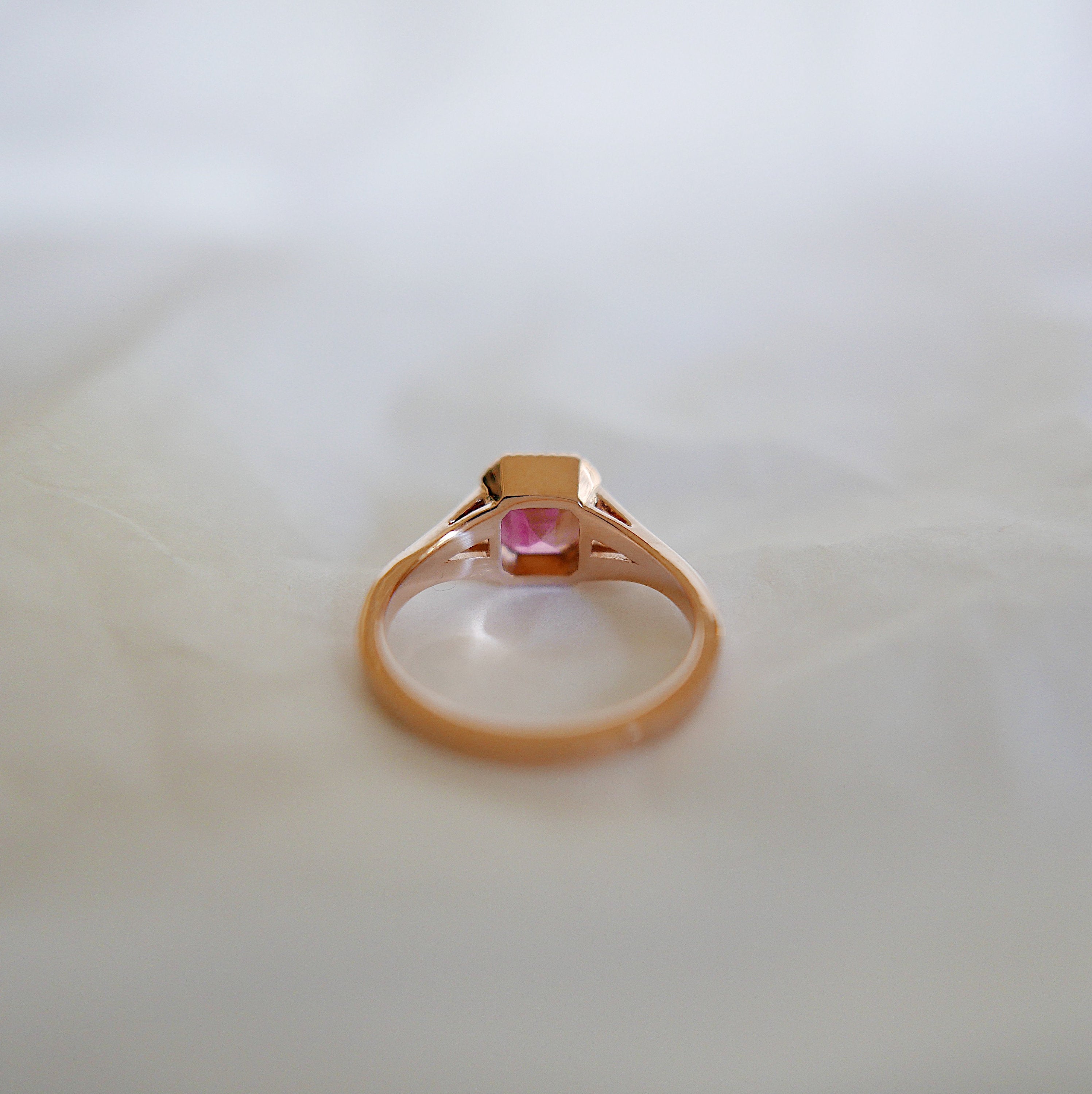 wedding ring  vintage inspired  tourmaline ring  square cut ring  Rings  raspberry tourmaline  raspberry ring  push gift  pink and red ring  OOAK  Multi-Stone Rings  mgj  mason grace jewelry  mason grace  jewelry  fine jewelry  Engagement ring  Classic ring  Art Deco  anniversary ring  alternative bridal