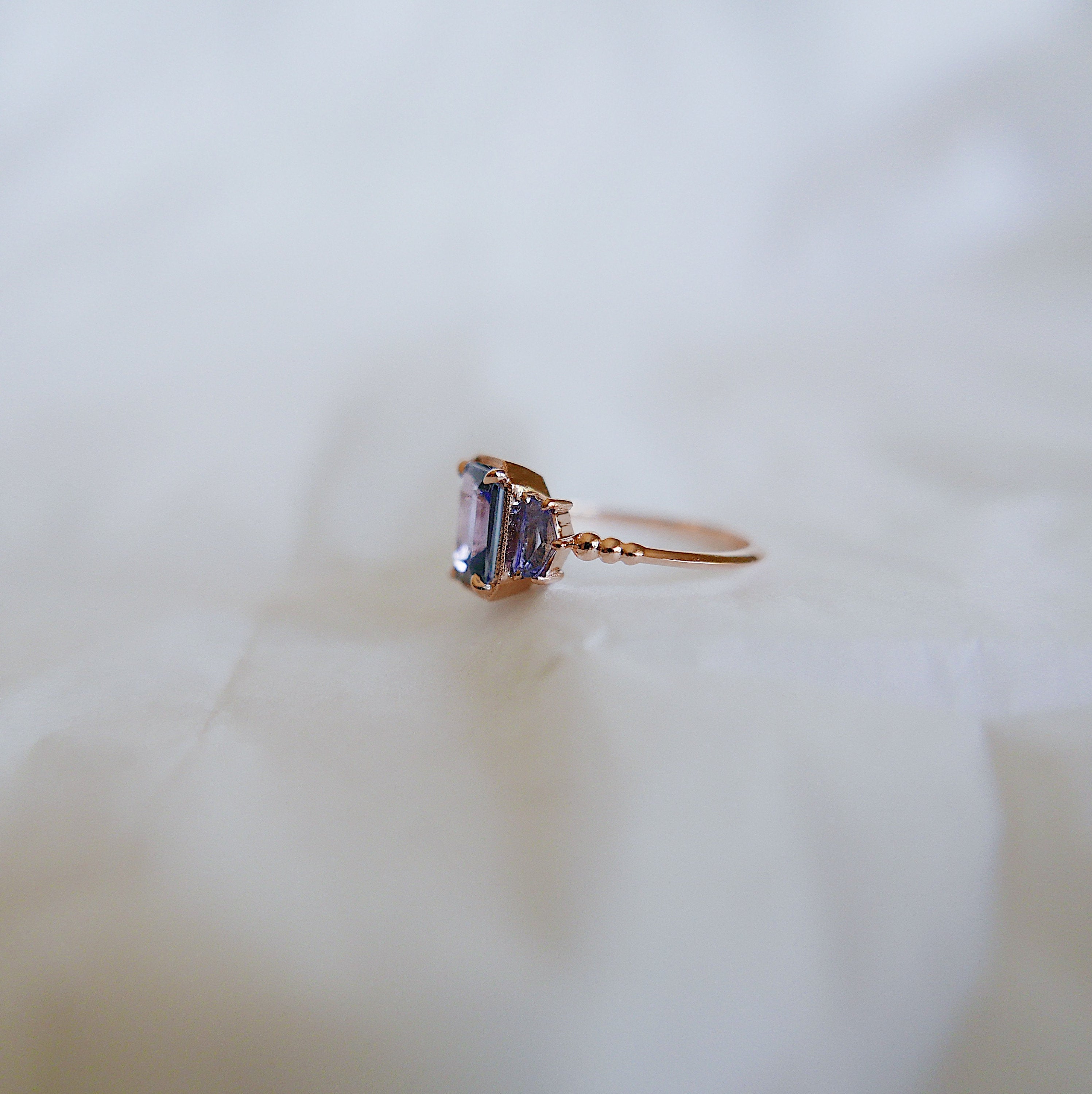 Tanzanite Ring, OOAK, three stone ring, 14k gold tanzanite ring, 14k gold ring, hand engraved band, one of a kind ring