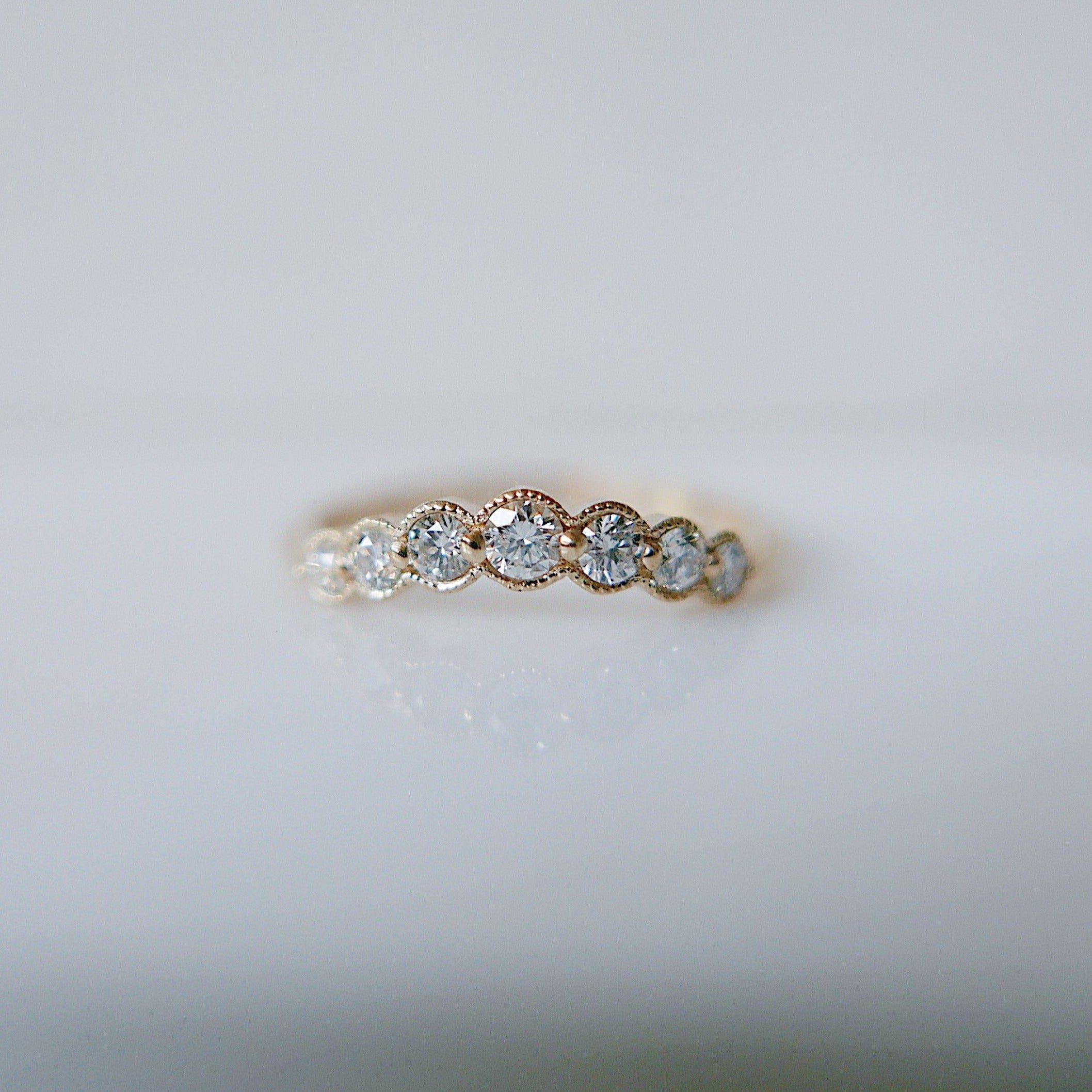 Monet Bezel Diamond Arc Ring, white diamond nesting ring, tracer ring, stacking band, wedding set