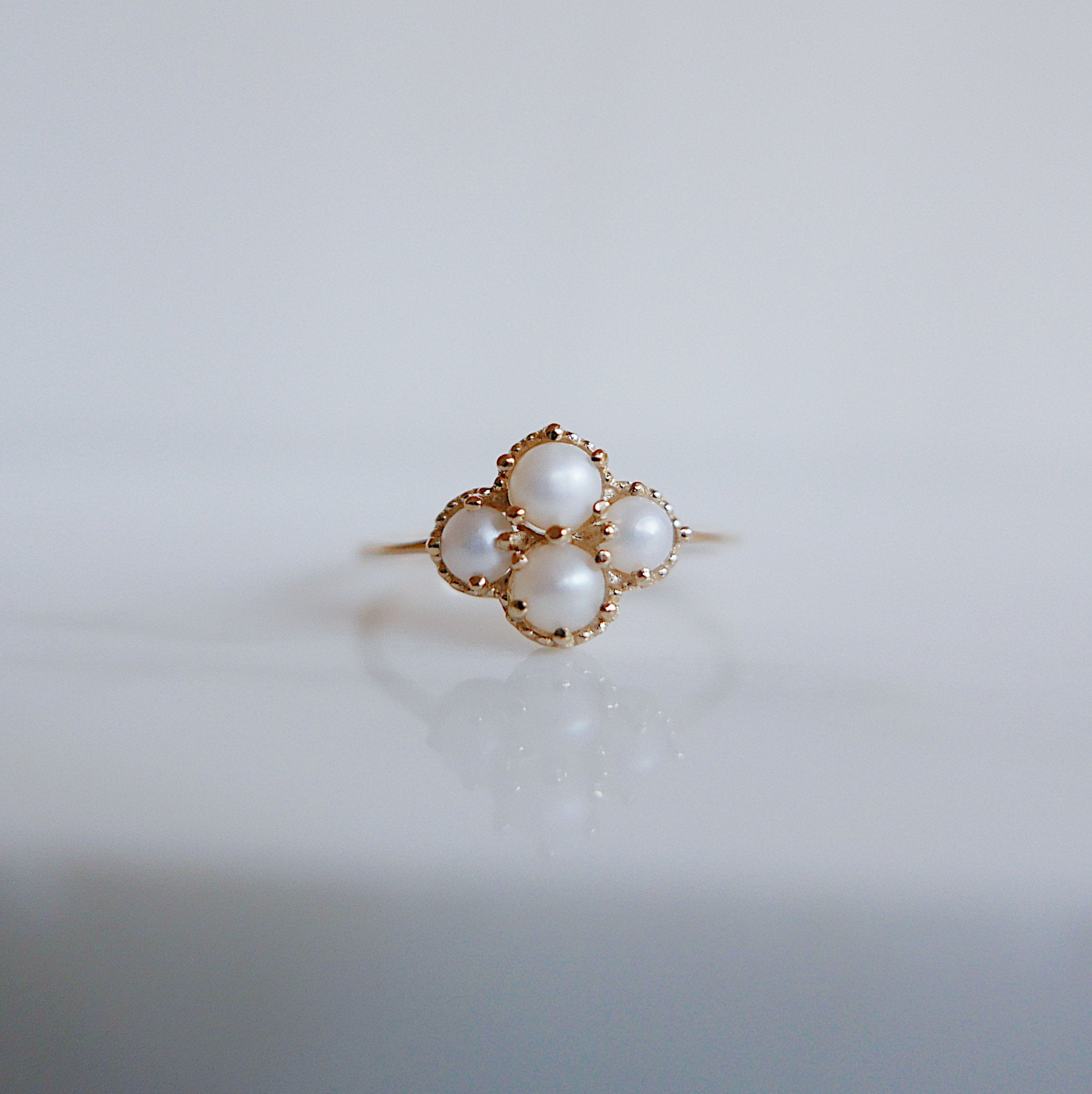 Miss Lady Pearl Ring, Pearl Stacking ring, pearl ring, Pearl cluster band, small pearl ring, gold pearl band, dainty pearl ring