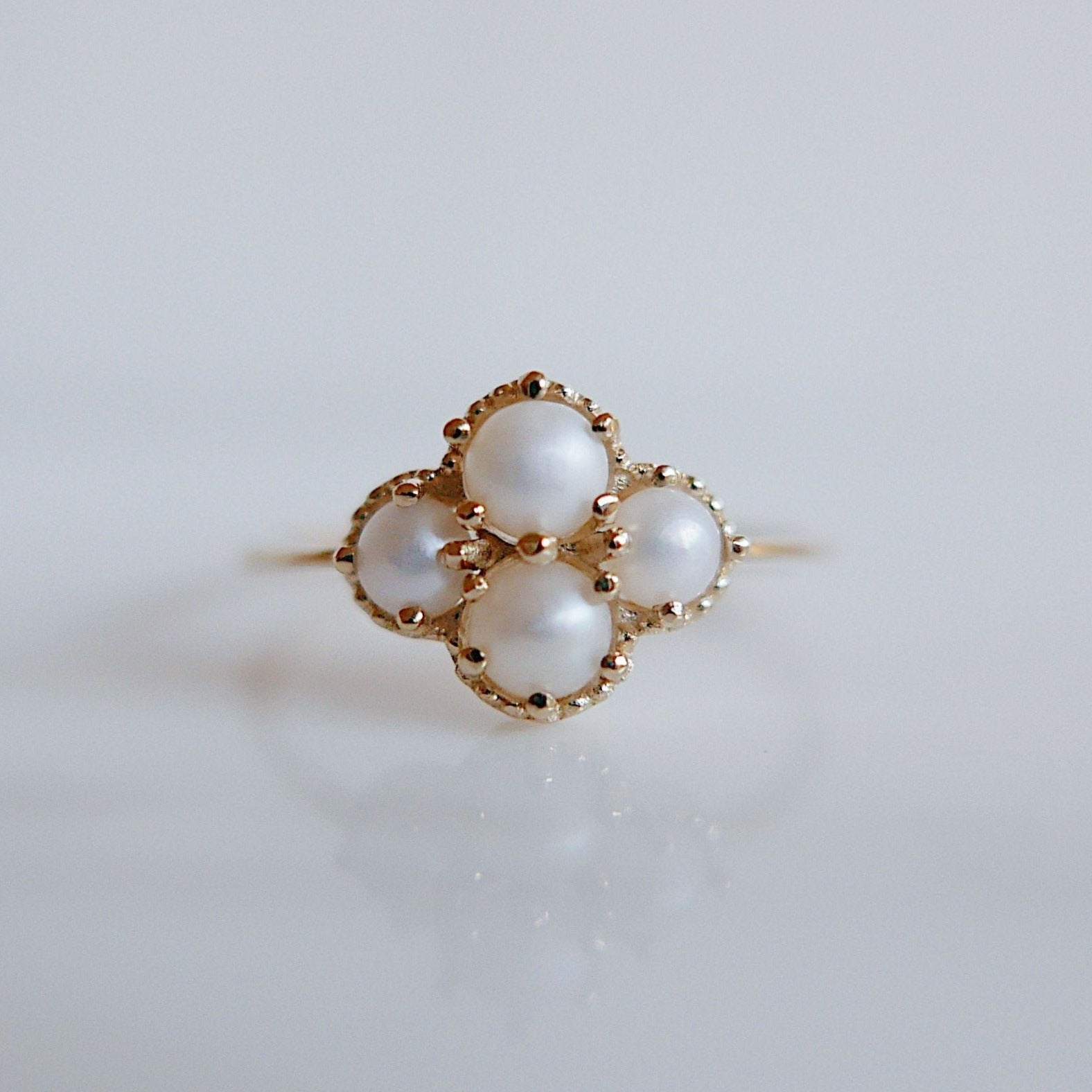 Miss Lady Pearl Ring, Pearl Stacking ring, pearl ring, Pearl cluster band, small pearl ring, gold pearl band, dainty pearl ring