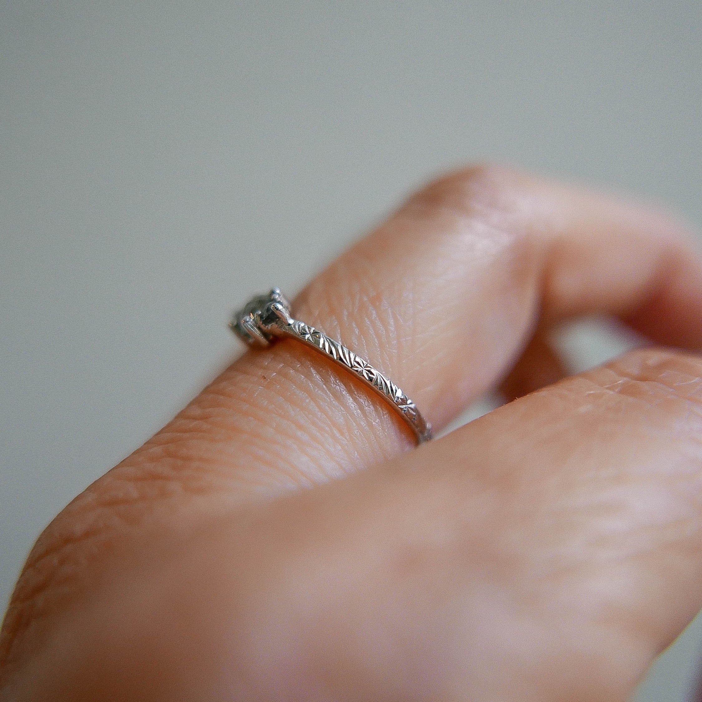 Penny Smoke Show RoseCut Diamond Engraved Ring, OOAK, alternative wedding, unique nontraditional engagement ring, raw diamond ring