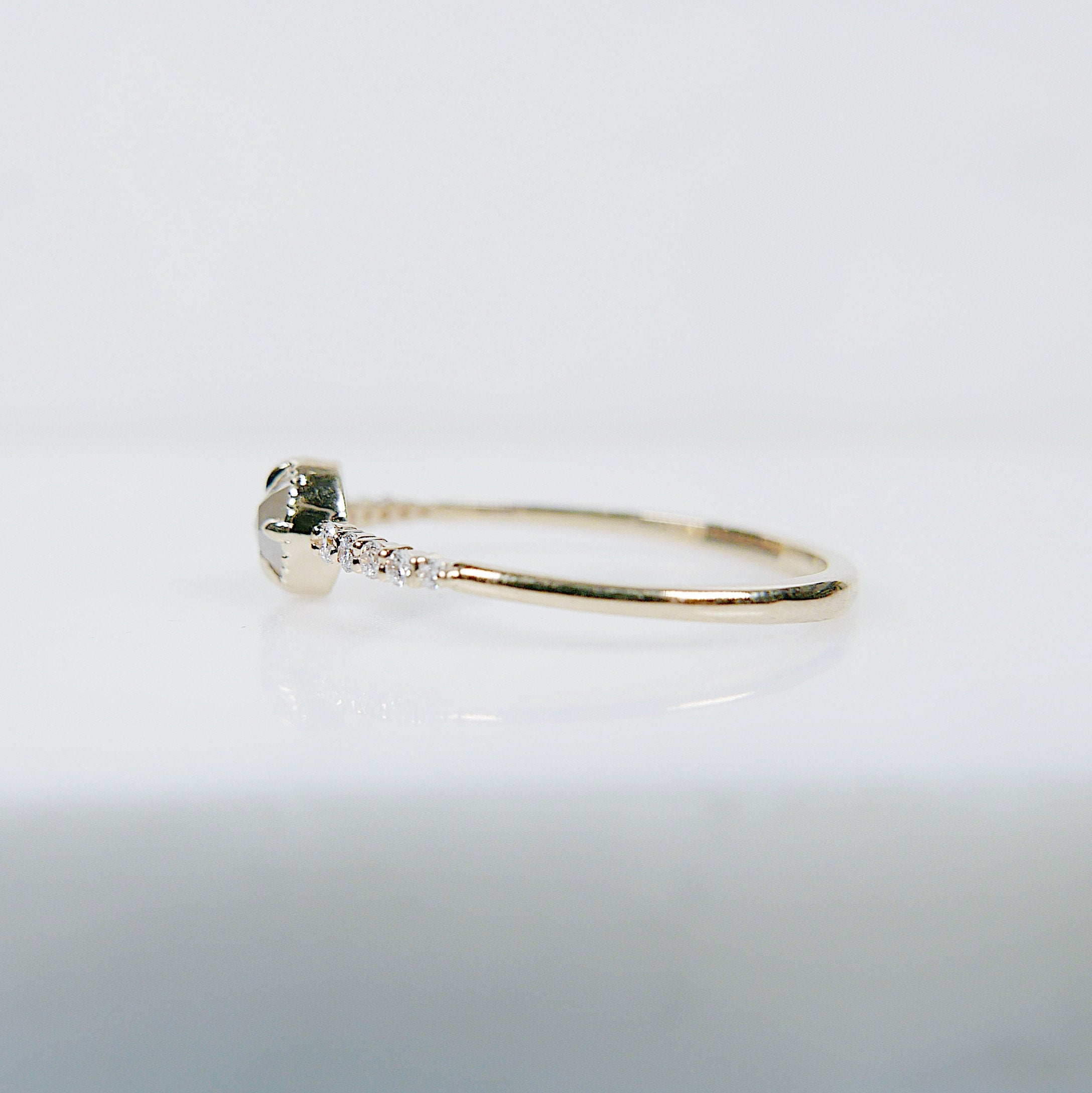 Wren Opalescent Rose Cut Diamond Ring,14k gold Rosecut Diamond ring, One of a kind delicate rustic diamond ring, gold engagement ring