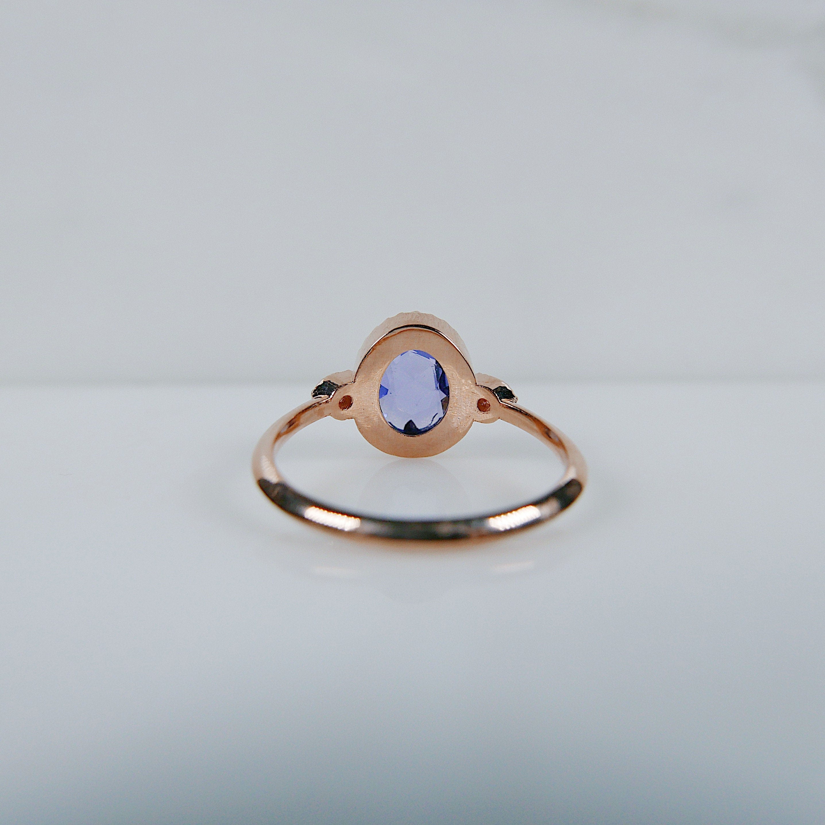 Through the Looking Glass Sapphire Ring,Rosecut Blue Sapphire engagement Ring, Sapphire and Diamond ring