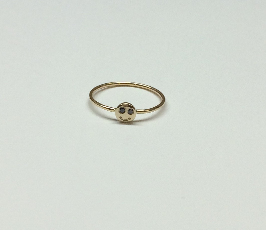 Happy face ring, Smiley ring, 14k gold emoji ring, face ring, smile ring, cute ring, smiley face ring, emoji ring