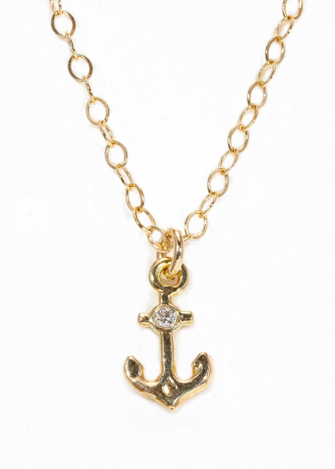 Mini 14k Anchor necklace, gold anchor necklace, diamond anchor necklace, seaside inspired necklace, nautical necklace, sailing necklace