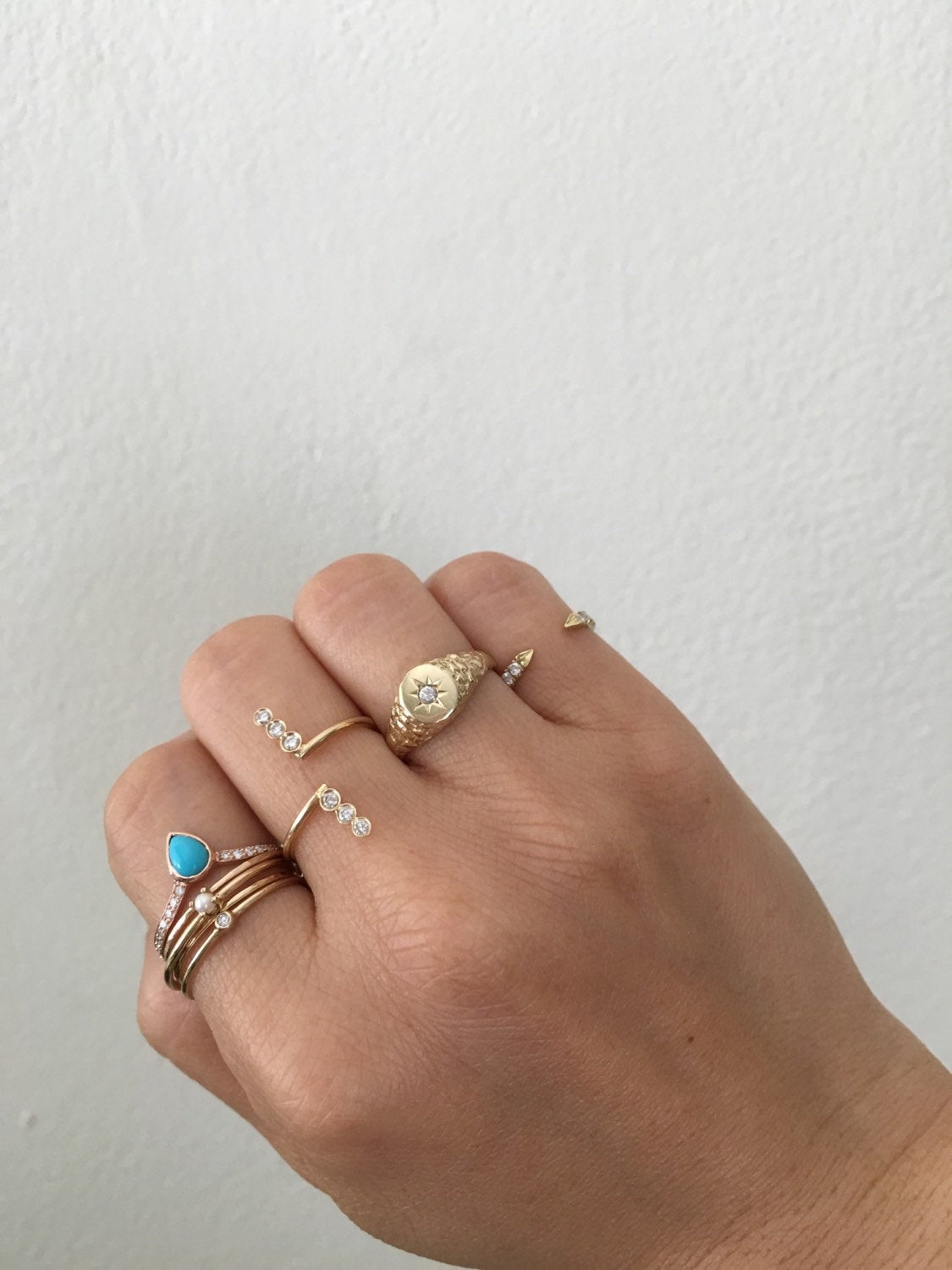 Mini Pearl Ring, Pearl Stacking ring, Single pearl ring, Pearl Solitaire band, small pearl ring, gold pearl band, dainty pearl ring