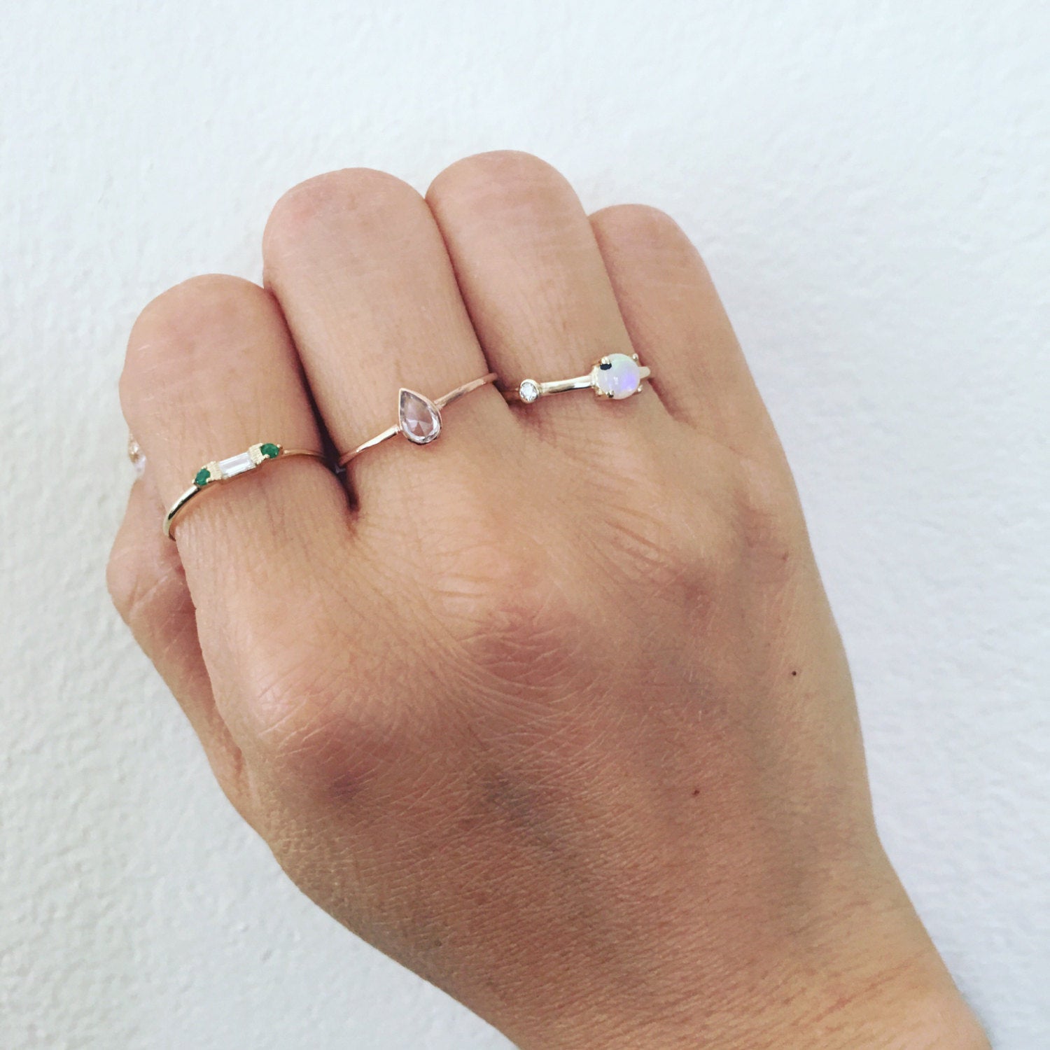 Grand Baguette Ring, 14k Stacking baguette ring, Diamond baguette ring, Three stone ring, Diamond stacking ring, Baguette band, Dainty ring