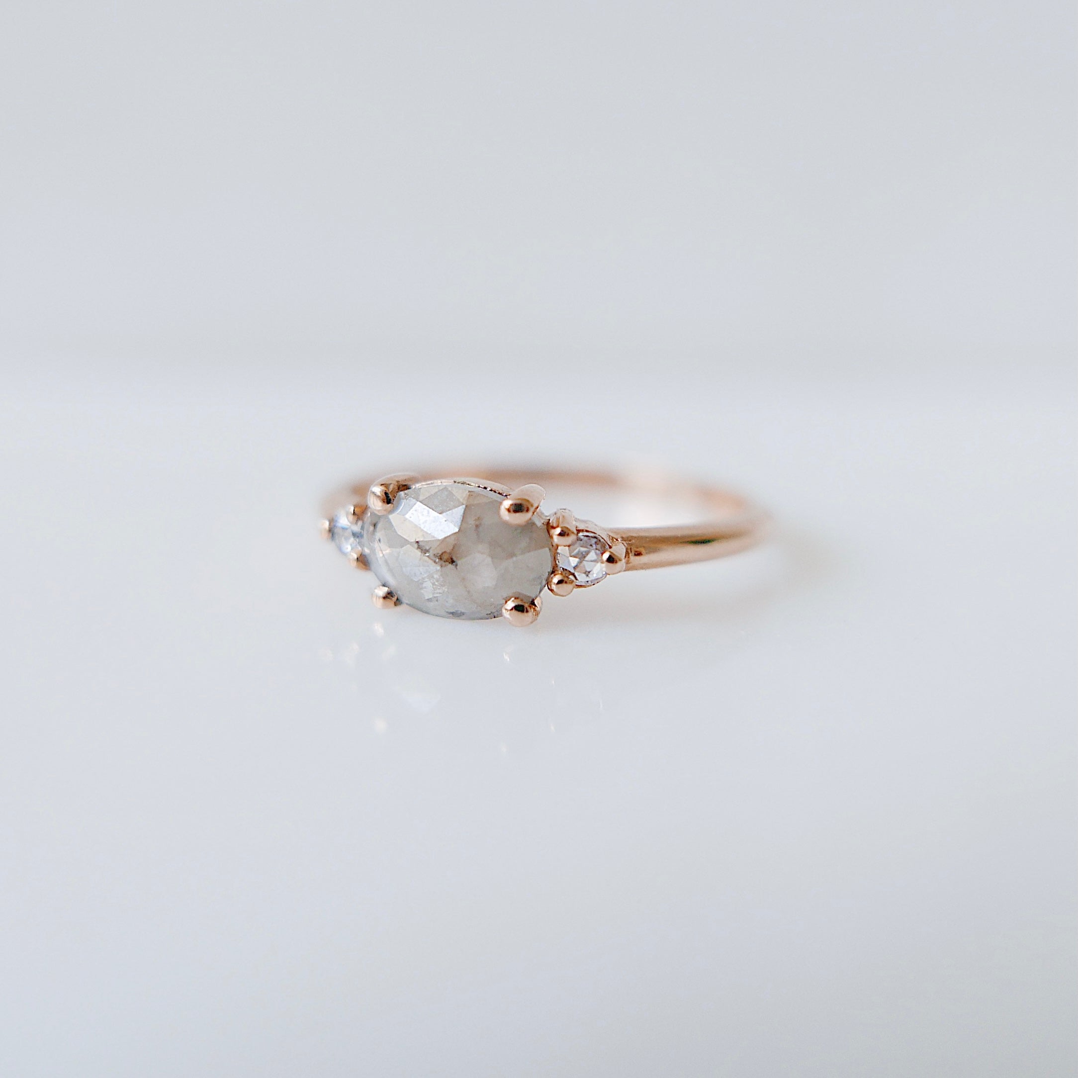 three stone ring  stacking ring  rose cut diamond  oval diamond ring  oval diamond  minimalist  lovers ring  gift  east west ring  diamond ring  diamond  dainty ring  birthstone ring