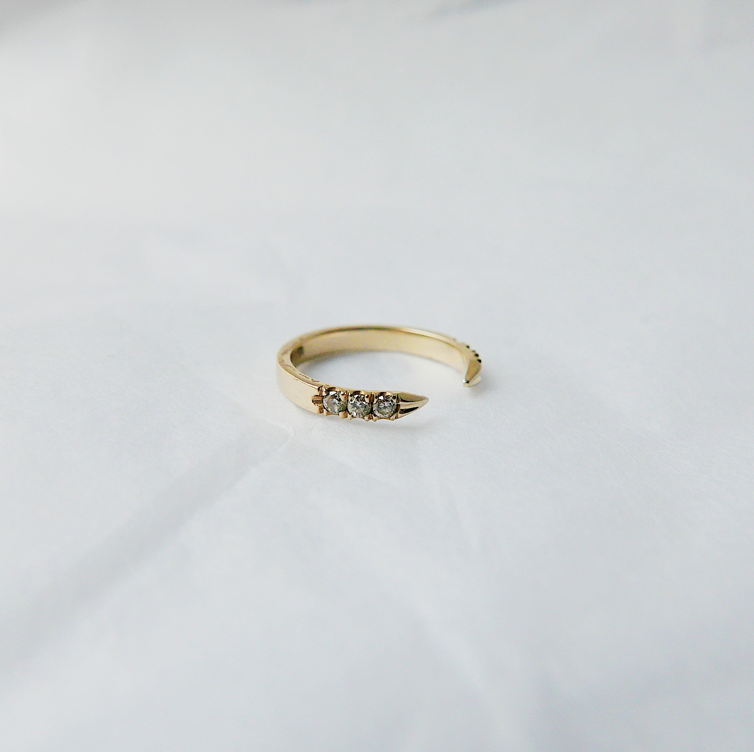 On pointe pinky diamond ring, diamond cuff pinky ring, 14k diamond open pinky midi ring, open ring, gold pinky ring, diamond pinky ring