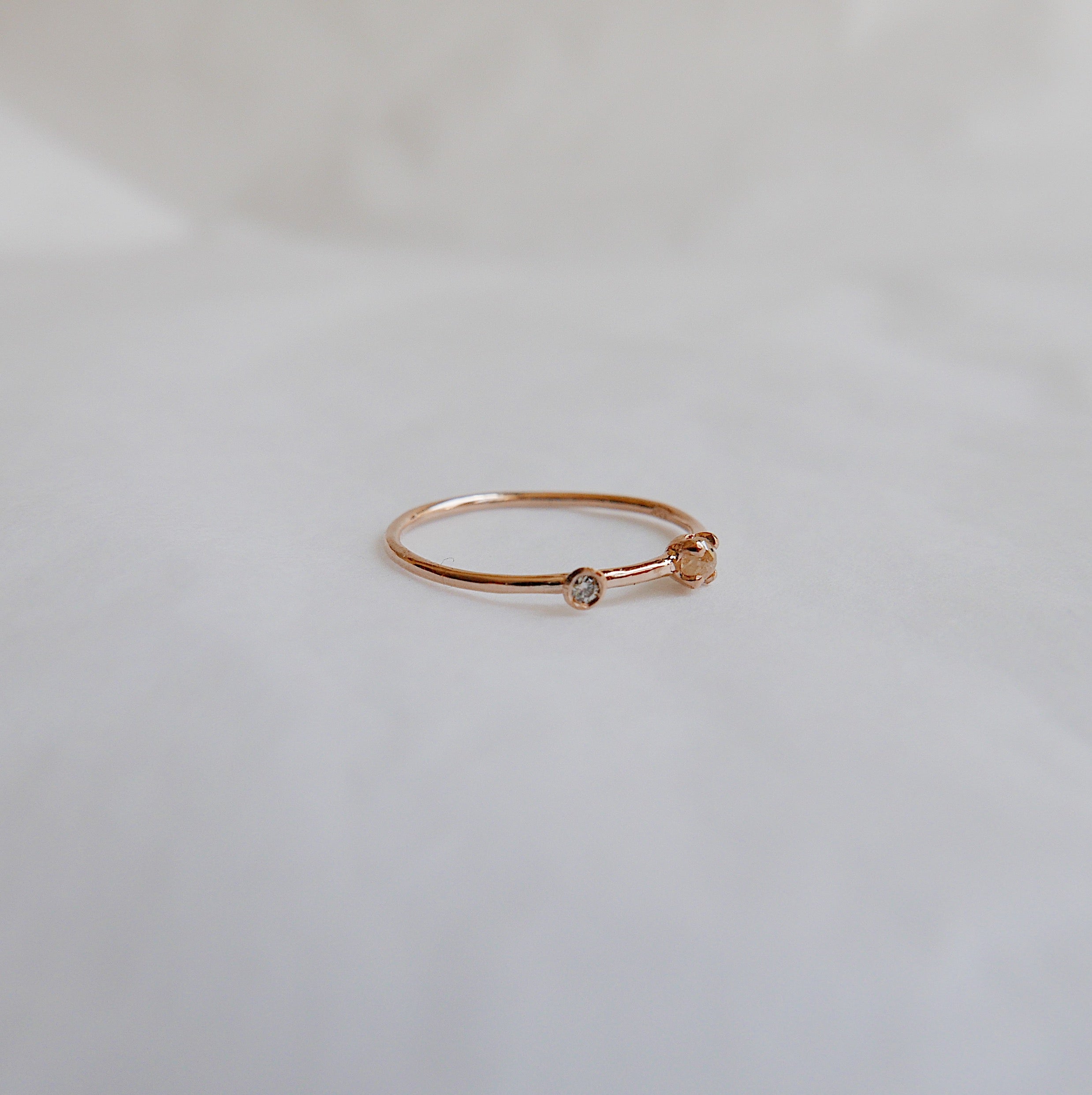 stacking ring  rose cut diamond  Rings  one of a kind ring  mini diamond ring  mgj  mason grace jewelry  mason grace  jewelry  fine jewelry  double diamond ring  dainty 14k ring  14k stacking ring