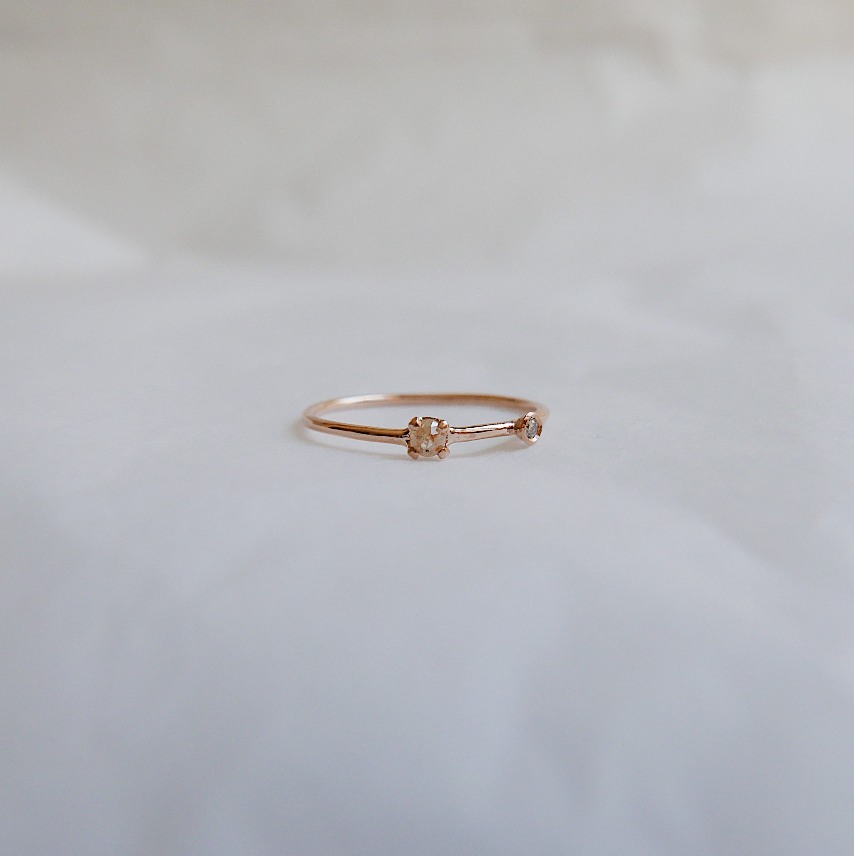 stacking ring rose cut diamond Rings one of a kind ring mini diamond ring mgj mason grace jewelry mason grace jewelry fine jewelry double diamond ring dainty 14k ring 14k stacking ring