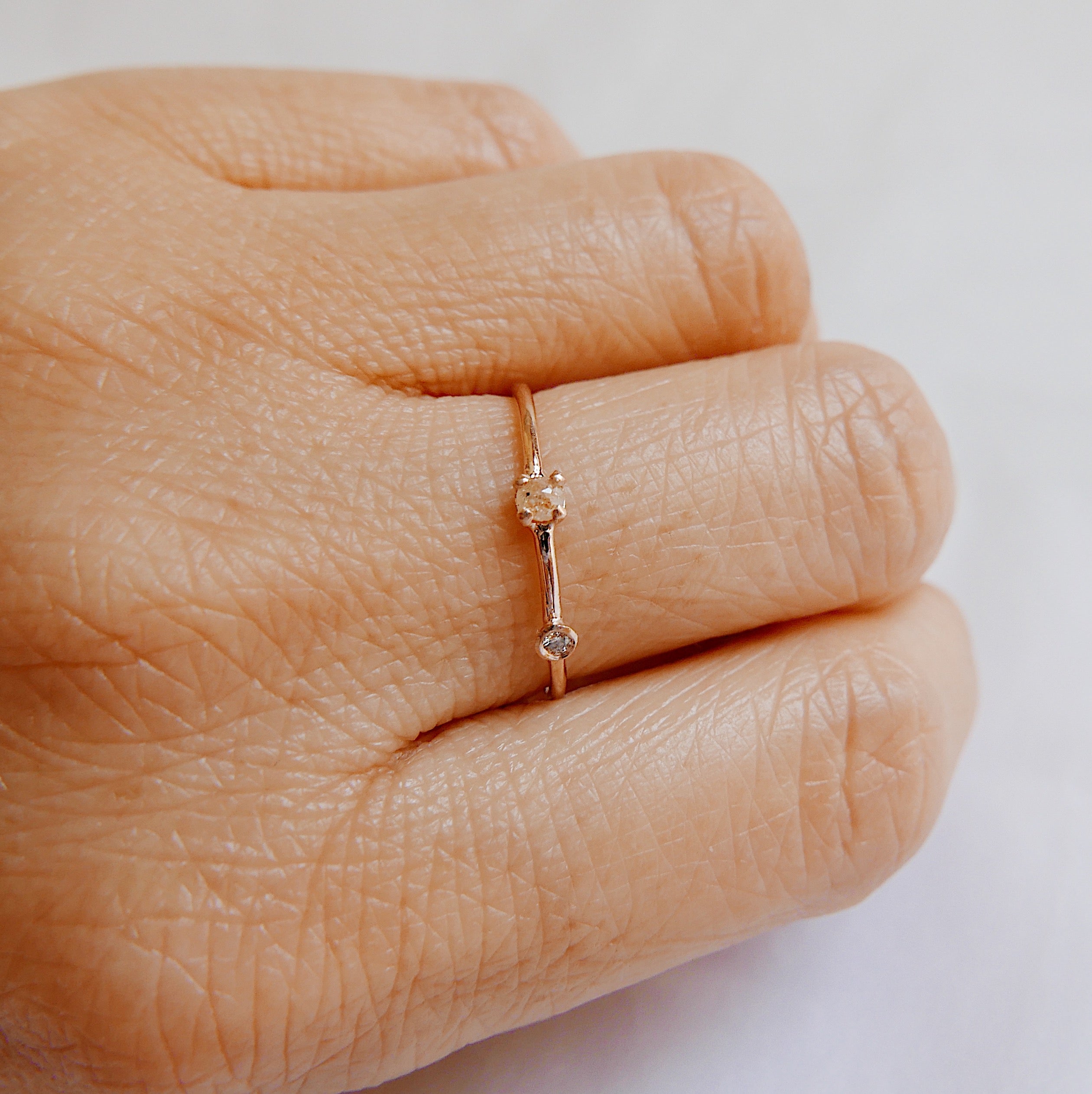 stacking ring rose cut diamond Rings one of a kind ring mini diamond ring mgj mason grace jewelry mason grace jewelry fine jewelry double diamond ring dainty 14k ring 14k stacking ring