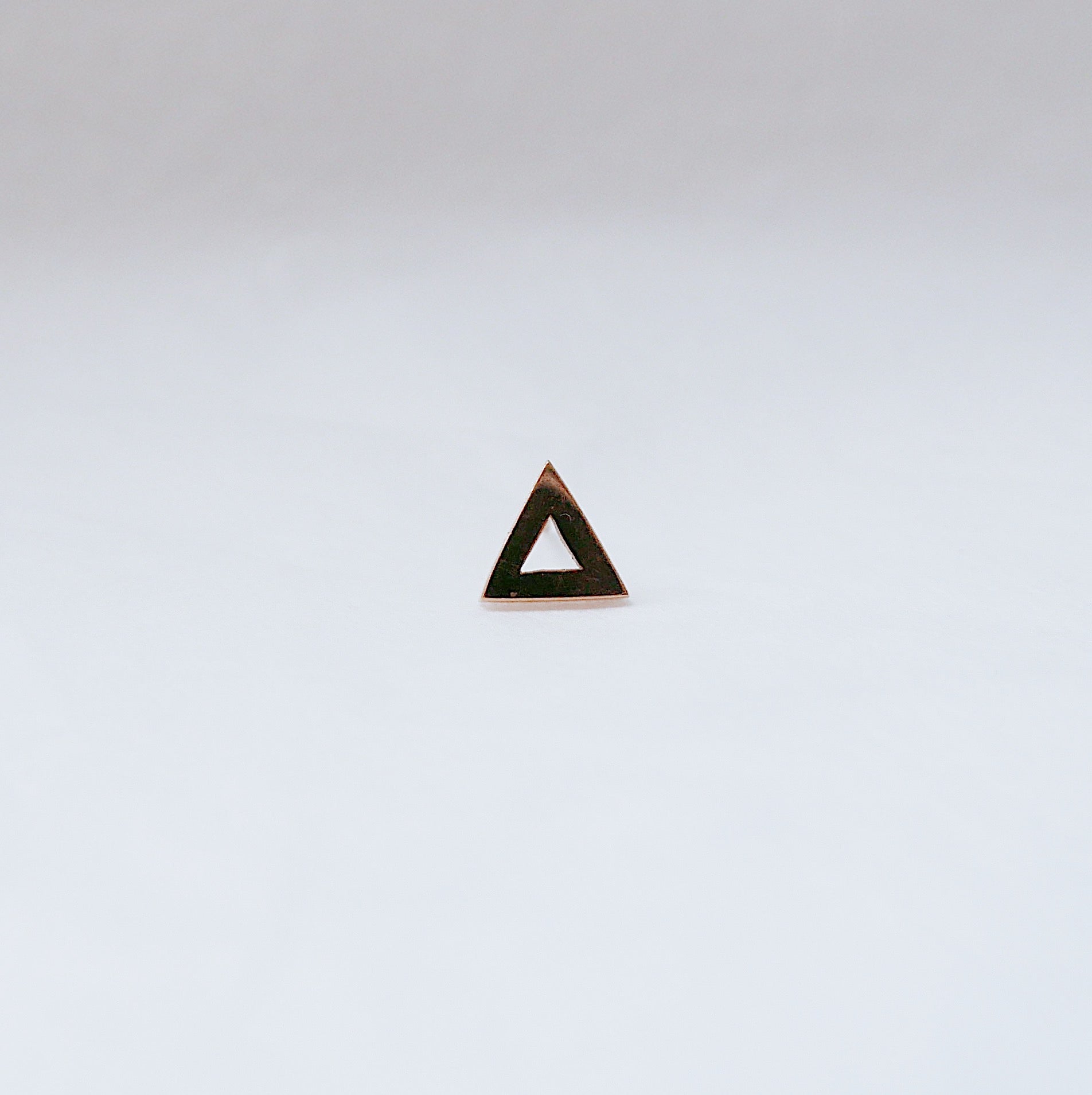 Open triangle stud earring, 14k single triangle stud, geometric gold stud, 14k modern stud, triangle earring, gold triangle stud