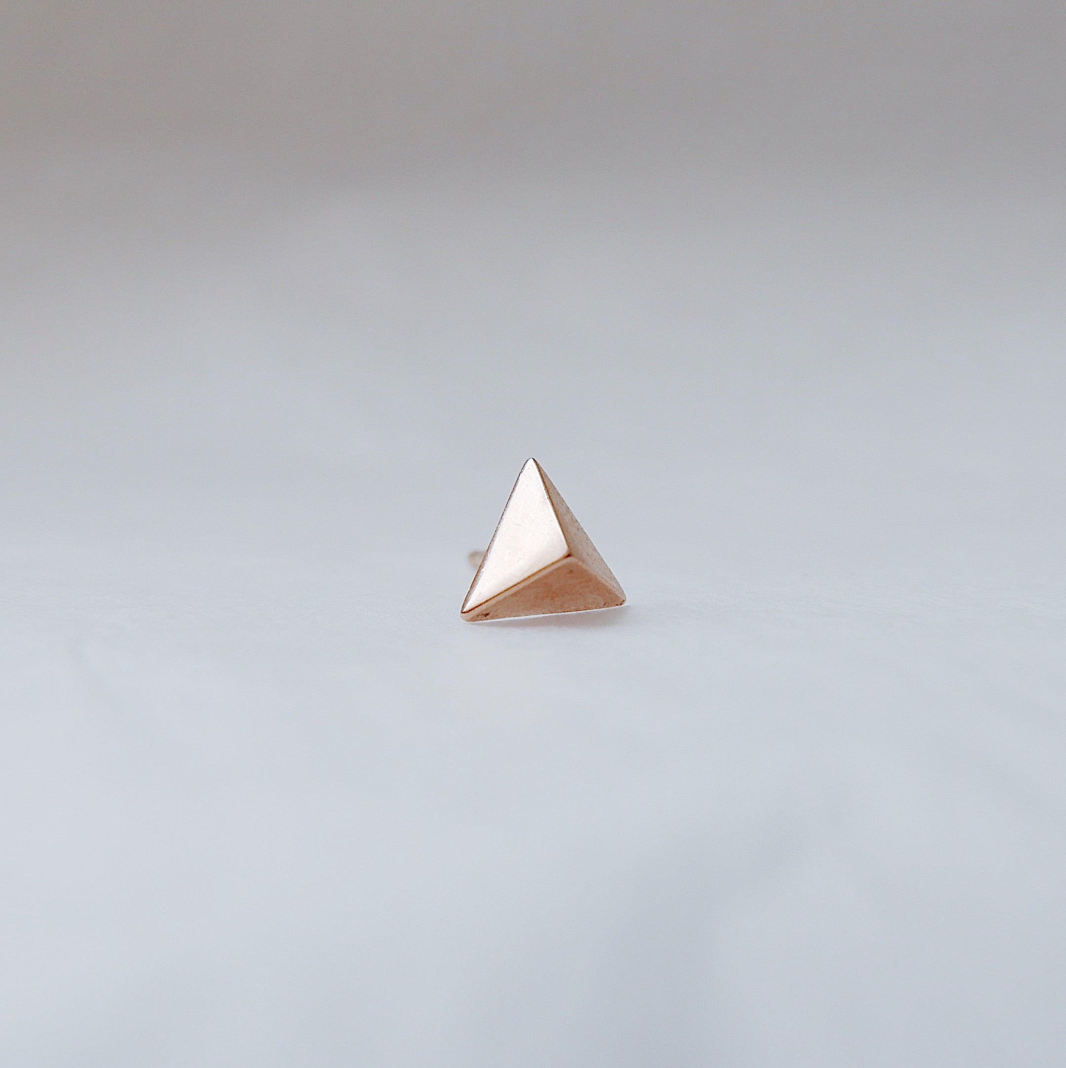 Pyramid stud earring, 14k single triangle stud, geometric gold stud, 14k modern stud, triangle earring, gold triangle stud