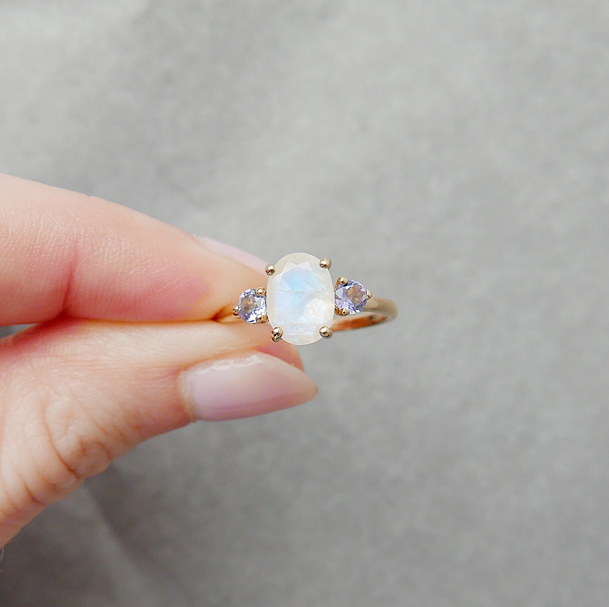 Sydney Oval Moonstone & Tanzanite Ring