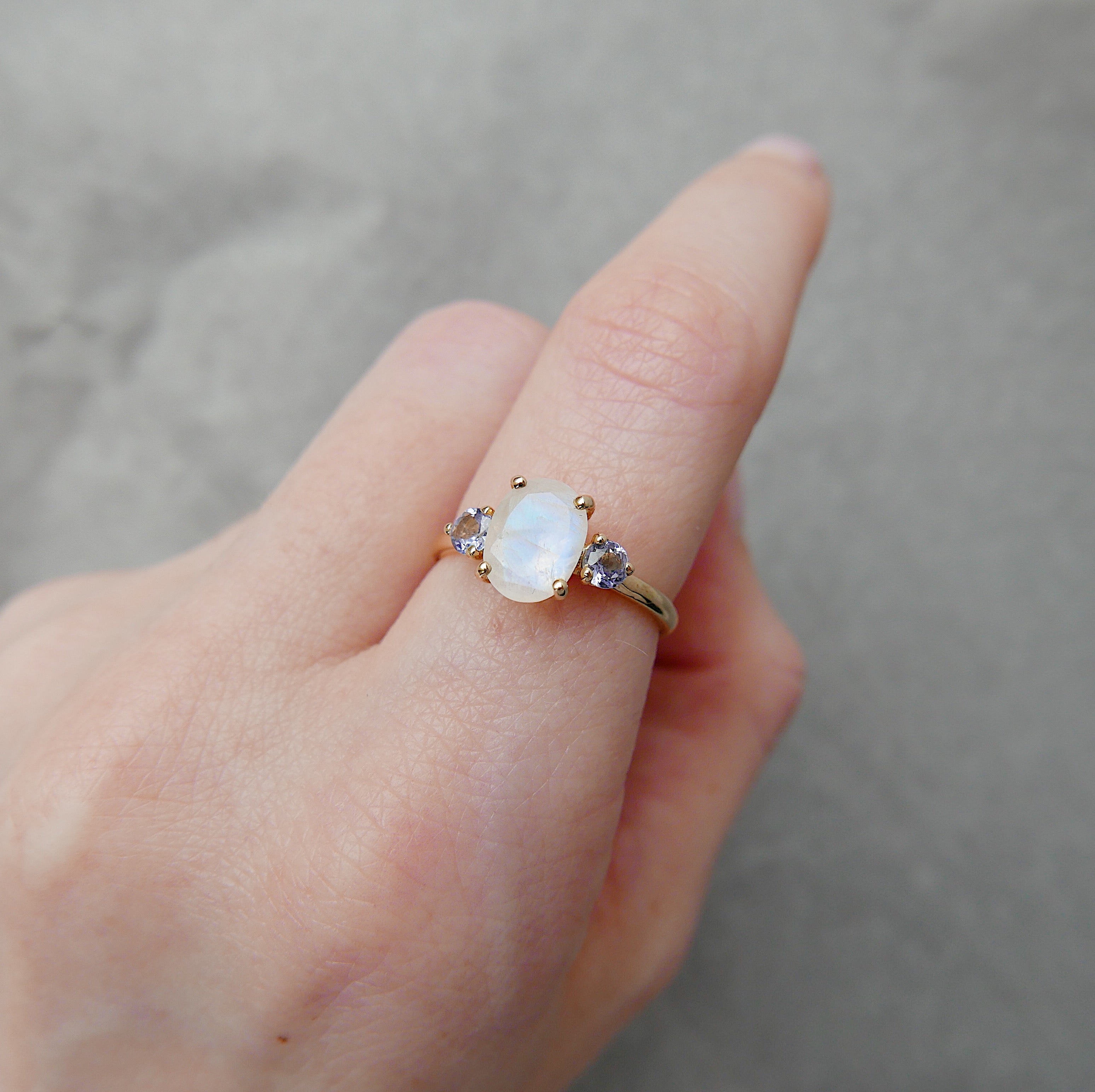 Sydney Oval Moonstone & Tanzanite Ring