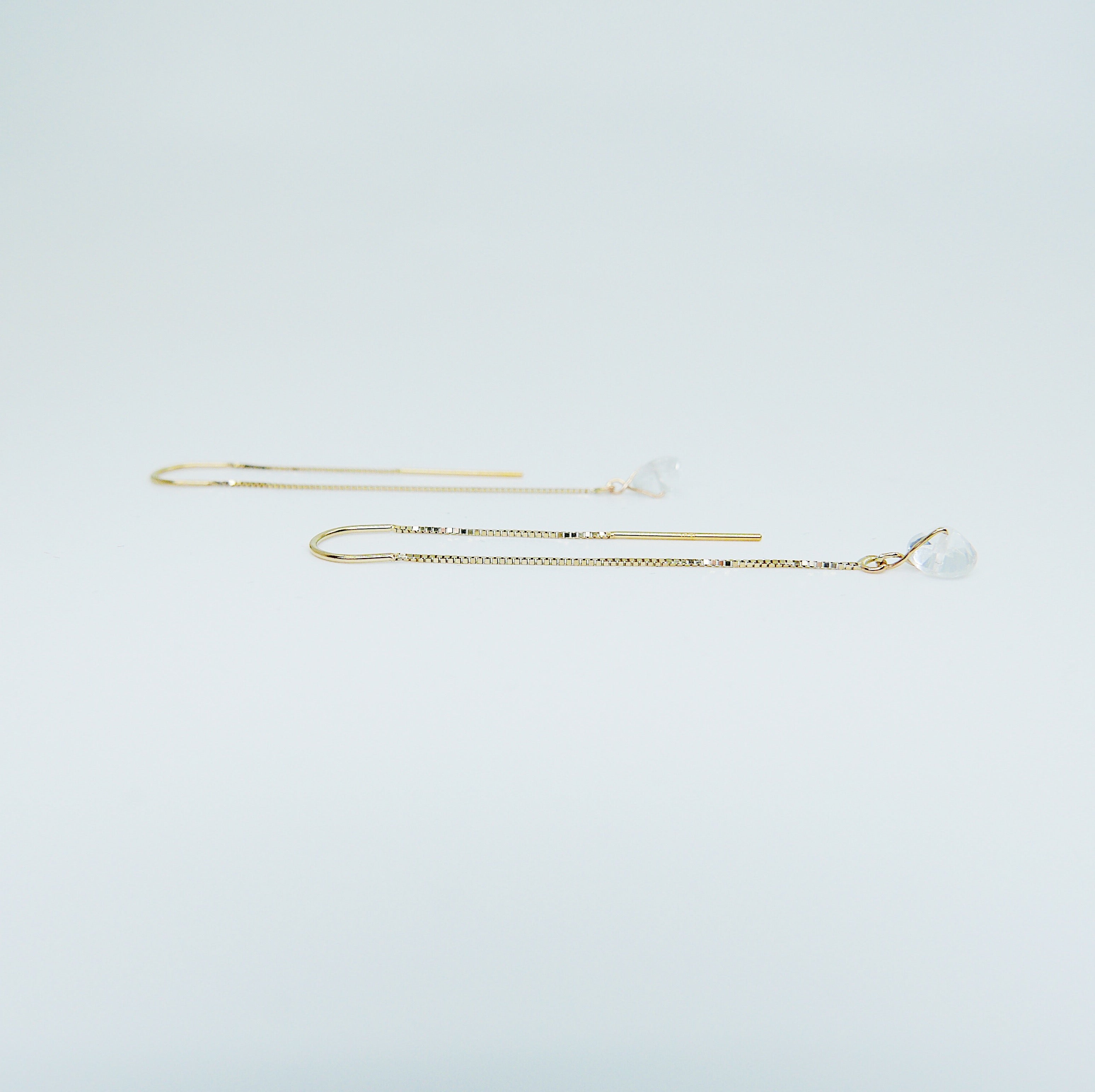 White Topaz Threaders , 14k gold